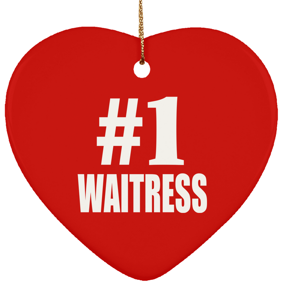 Number One #1 Waitress - Heart Ornament