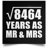 92nd Anniversary Square Root of 8464 Years As Mr & Mrs - Poster Square