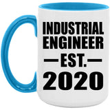 Industrial Engineer Established EST. 2020 - 15oz Accent Mug Blue