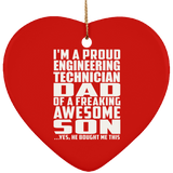 Proud Engineering Technician Dad Of Awesome Son - Heart Ornament