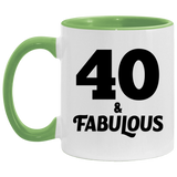 40th Birthday 40 & Fabulous - 11oz Accent Mug Green