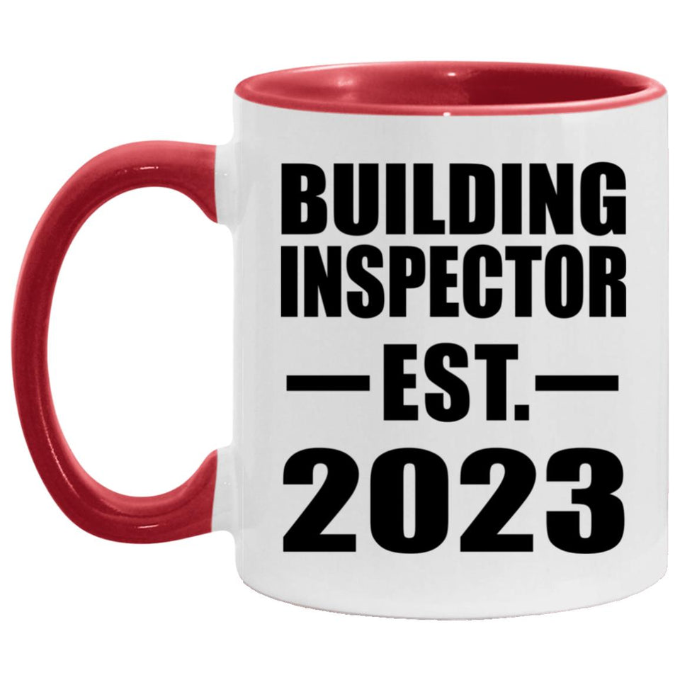 Building Inspector Established EST. 2023 - 11oz Accent Mug Red