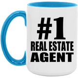 Number One #1 Real Estate Agent - 15oz Accent Mug Blue