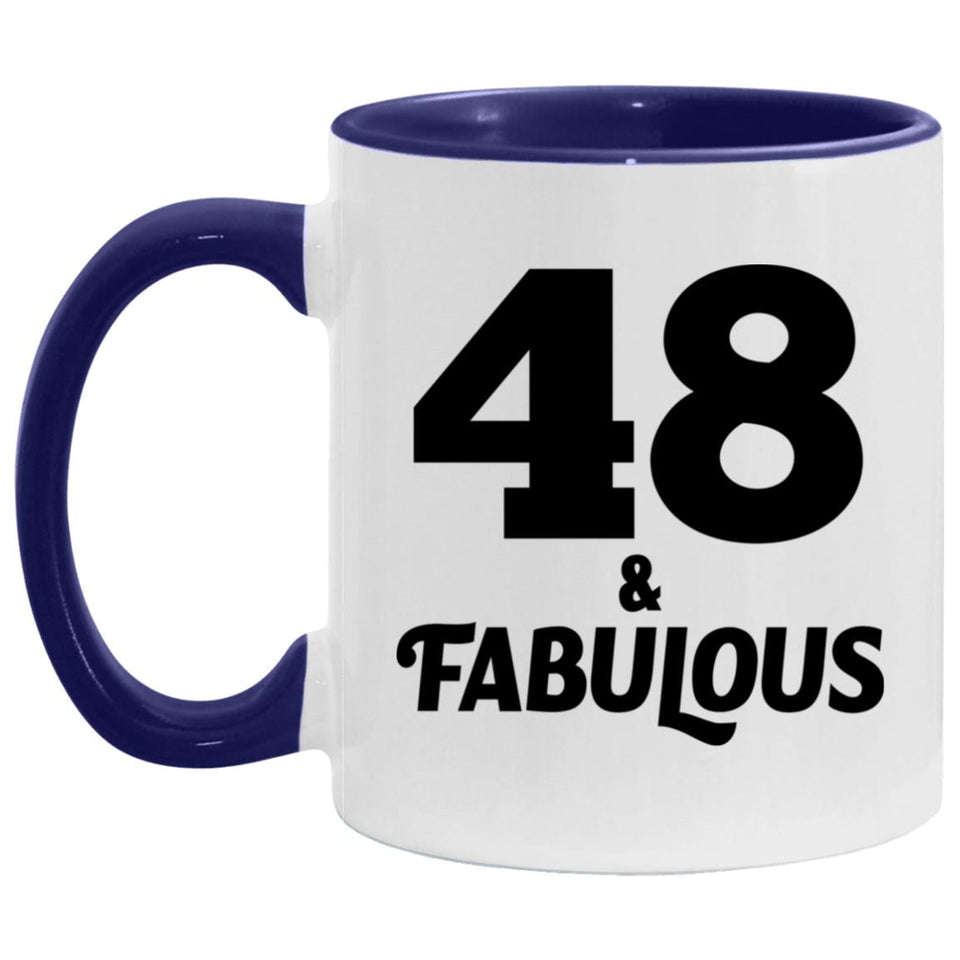 48th Birthday 48 & Fabulous - 11oz Accent Mug Purple