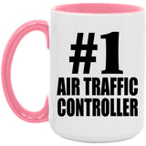 Number One #1 Air Traffic Controller - 15oz Accent Mug Pink