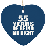 55th Anniversary 55 Years Of Being Mr Right - Heart Ornament
