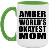 Amber World's Okayest Mom - 15oz Accent Mug Green