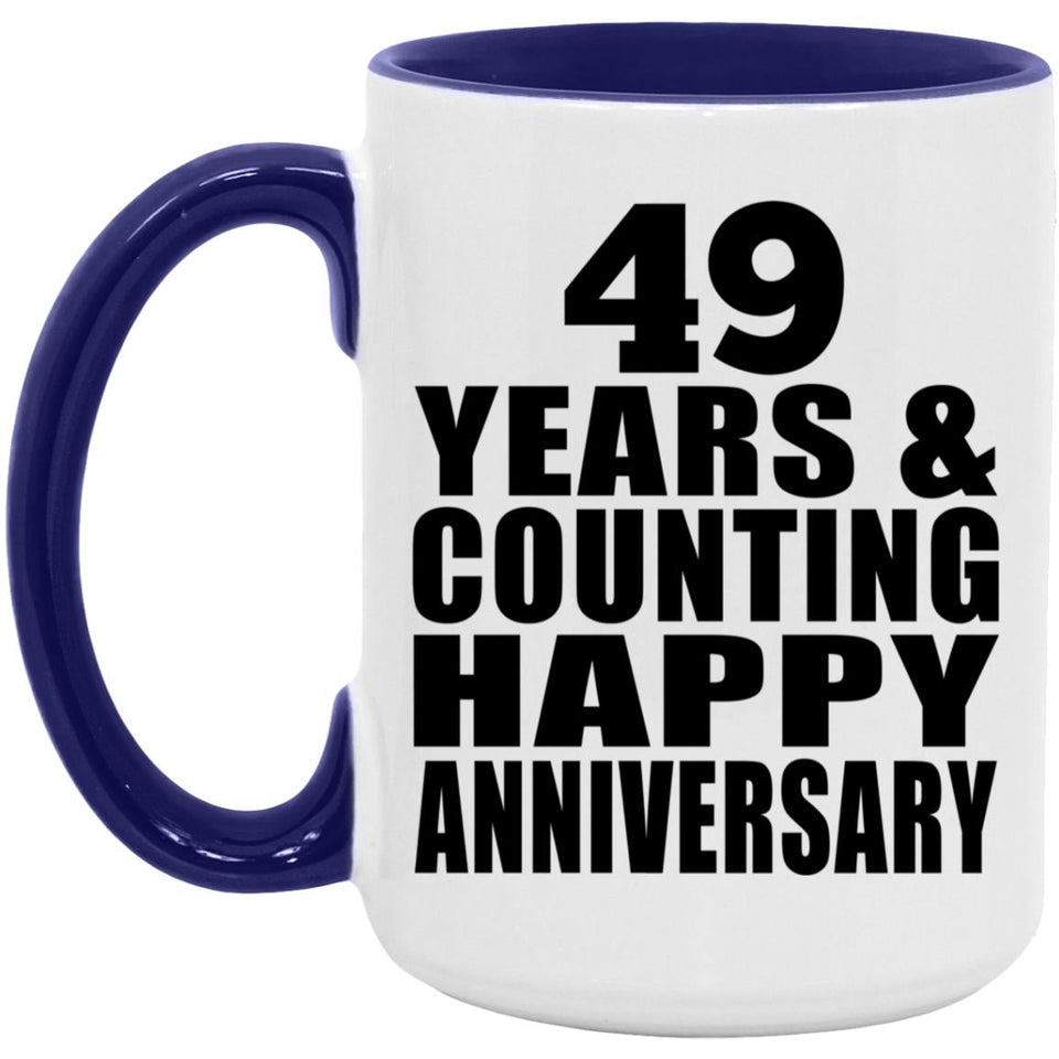 Happy 49th Anniversary 49 Years & Counting - 15oz Accent Mug Purple