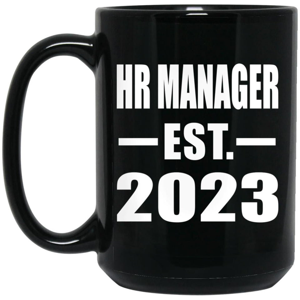 HR Manager Established EST. 2023 - 15oz Coffee Mug Black