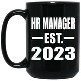 HR Manager Established EST. 2023 - 15oz Coffee Mug Black