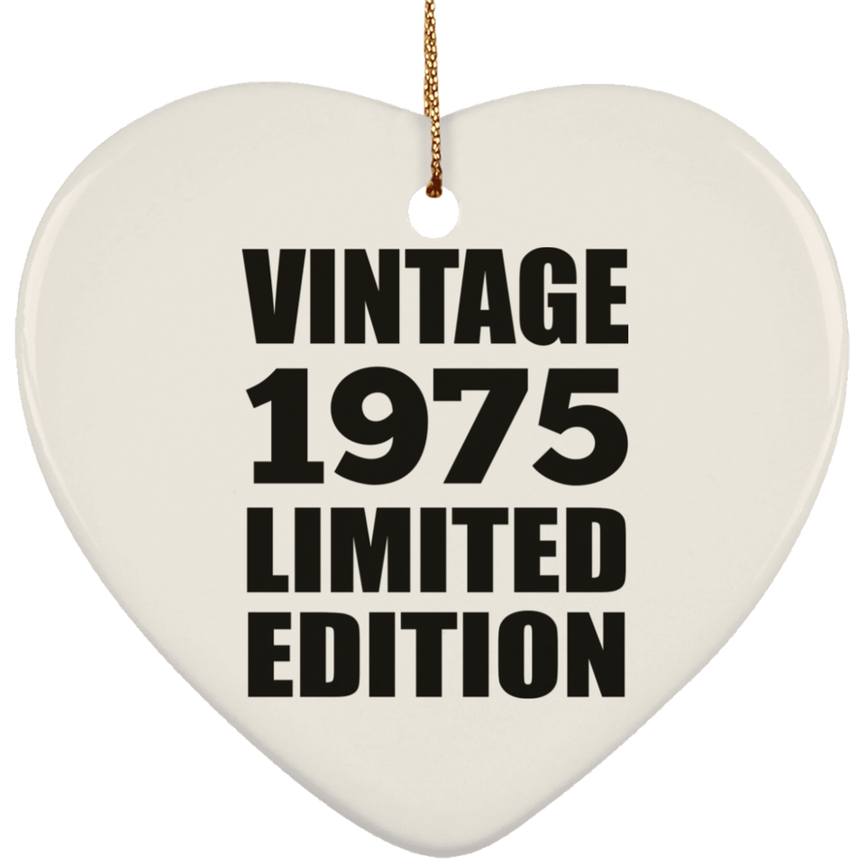 49th Birthday Vintage 1975 Limited Edition - Heart Ornament