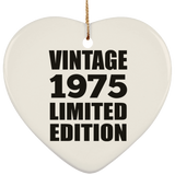 49th Birthday Vintage 1975 Limited Edition - Heart Ornament