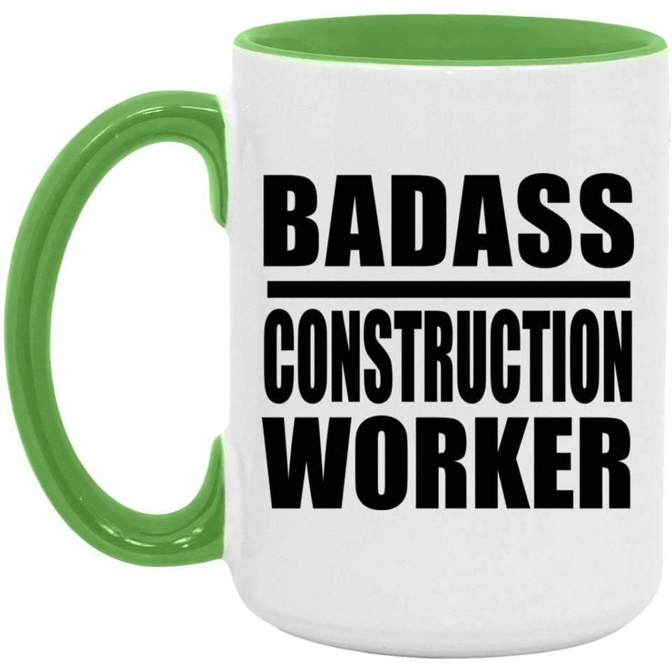 Badass Construction Worker - 15oz Accent Mug Green