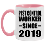 Pest Control Worker Since 2019 - 11oz Accent Mug Pink