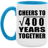 20th Anniversary Cheers To Square Root of 400 Years Together - 15oz Accent Mug Blue