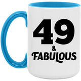 49th Birthday 49 & Fabulous - 15oz Accent Mug Blue