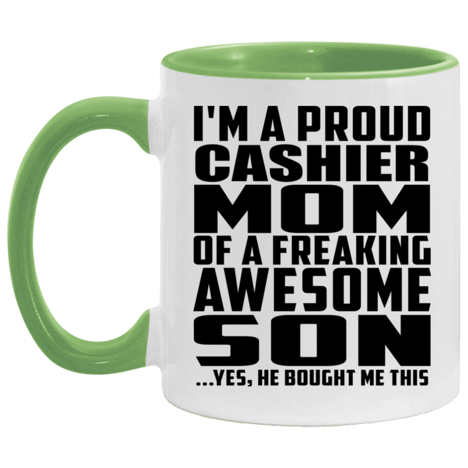 Proud Cashier Mom Of Awesome Son - 11oz Accent Mug Green