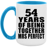 54th Anniversary 54 Years Of Being Mrs Perfect - 15oz Accent Mug Blue