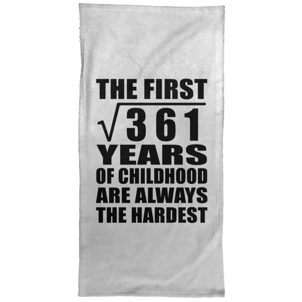 19th Birthday Square Root of 361 Years of Childhood - Hand Towel