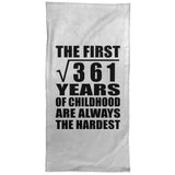 19th Birthday Square Root of 361 Years of Childhood - Hand Towel