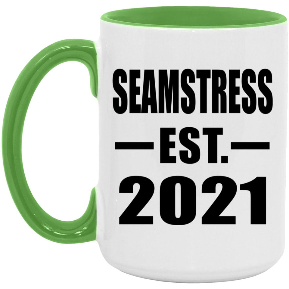 Seamstress Established EST. 2021 - 15oz Accent Mug Green