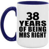 38th Anniversary 38 Years Of Being Mrs Right - 15oz Accent Mug Purple