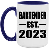 Bartender Established EST. 2023 - 15oz Accent Mug Purple