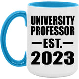 University Professor Established EST. 2023 - 15oz Accent Mug Blue