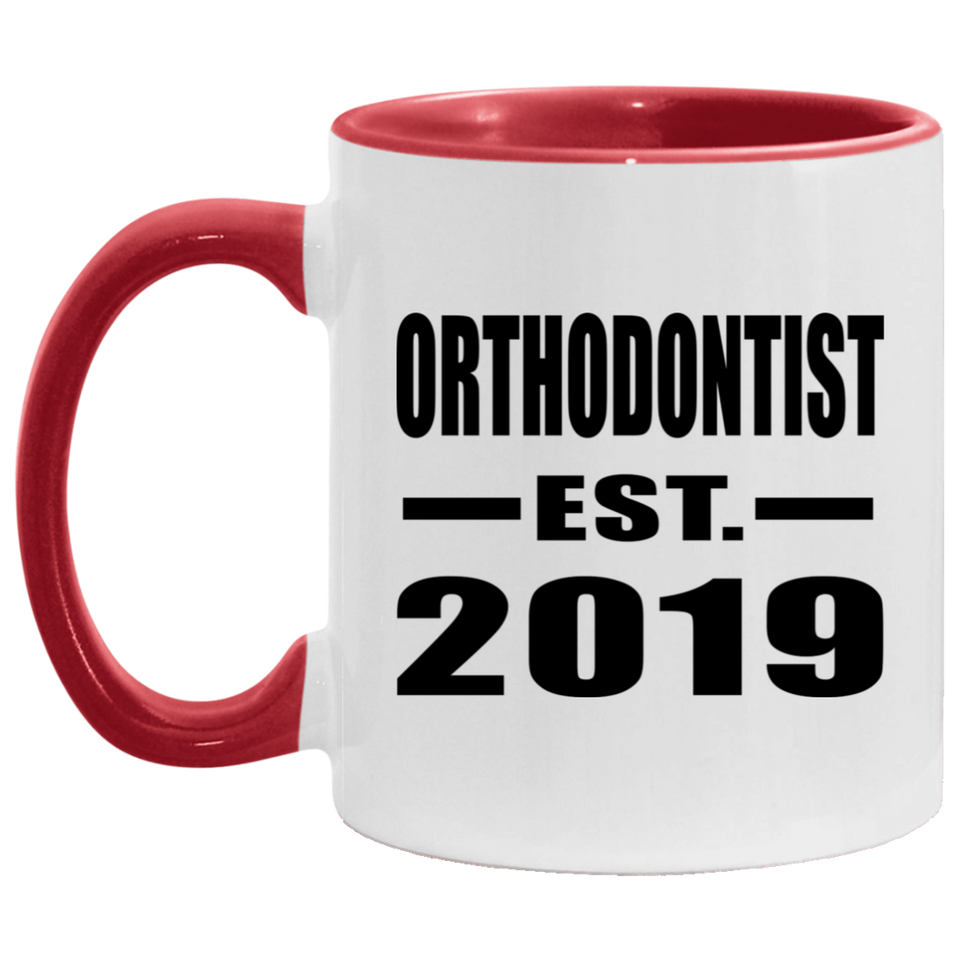 Orthodontist Established EST. 2019 - 11oz Accent Mug Red