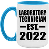 Laboratory Technician Established EST. 2022 - 15oz Accent Mug Blue
