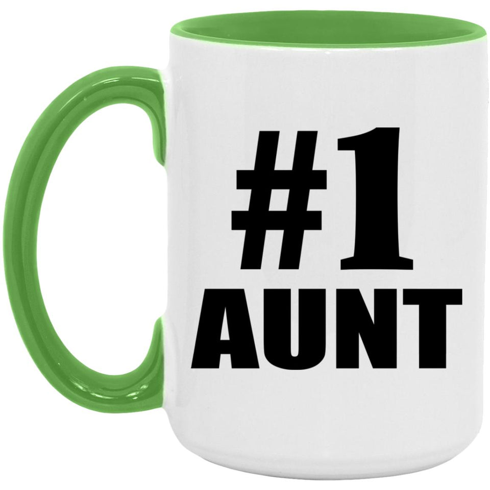Number One #1 Aunt - 15oz Accent Mug Green