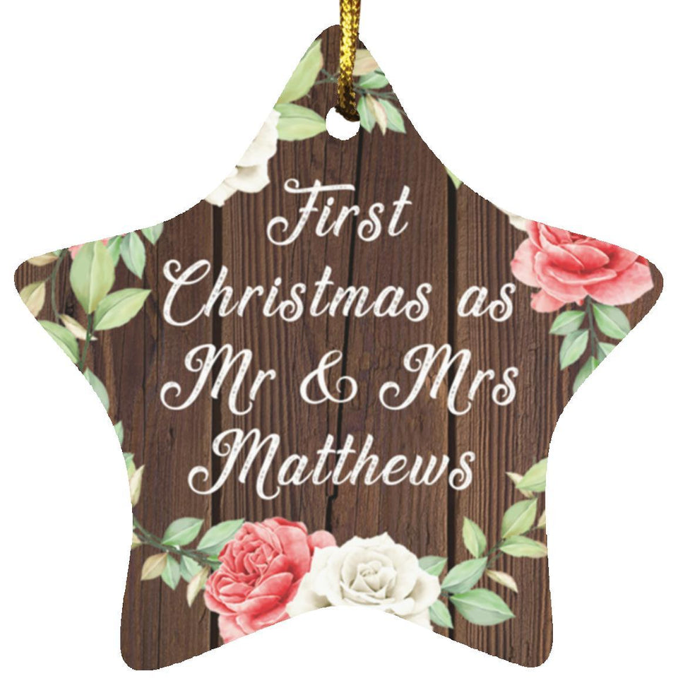 First Christmas As Mr & Mrs Matthews - Star Ornament A