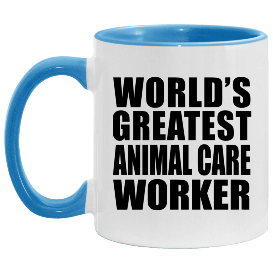 World's Greatest Animal Care Worker - 11oz Accent Mug Blue