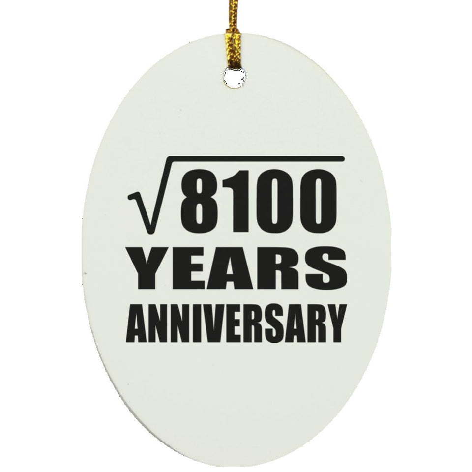 90th Anniversary Square Root of 8100 Years Anniversary - Oval Ornament
