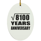 90th Anniversary Square Root of 8100 Years Anniversary - Oval Ornament