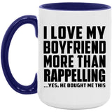 I Love My Boyfriend More Than Rappelling - 15oz Accent Mug Purple