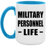 Military Personnel Life - 15oz Accent Mug Blue