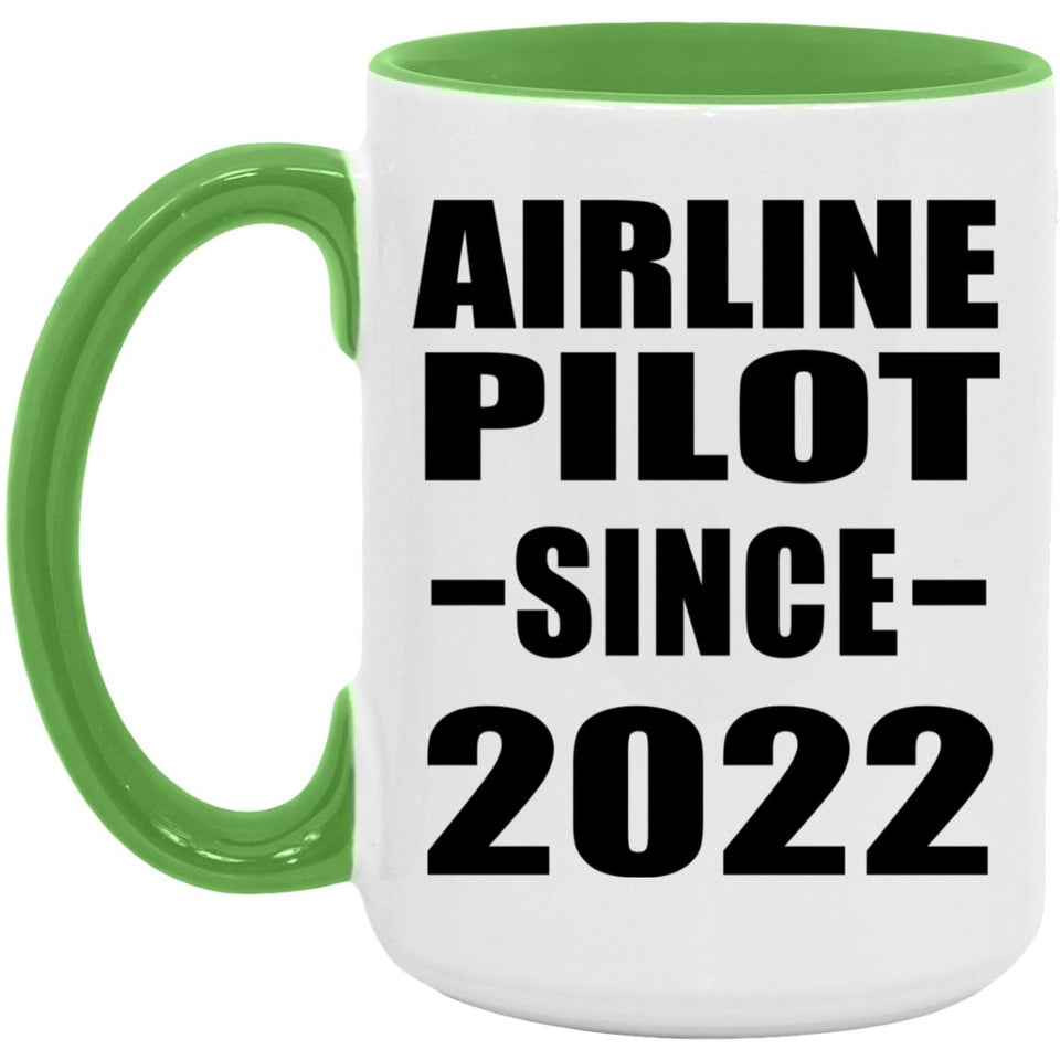 Airline Pilot Since 2022 - 15oz Accent Mug Green