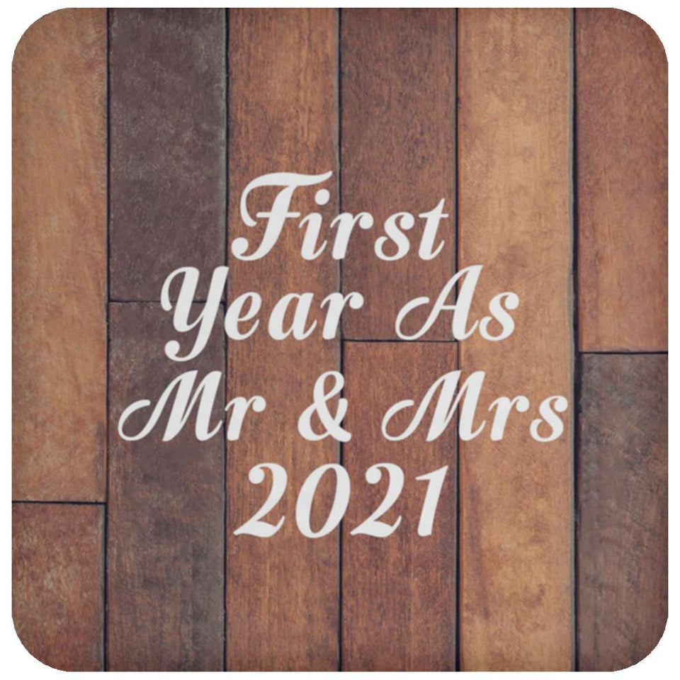 First Year As Mr & Mrs 2021 - Drink Coaster E