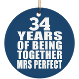 34th Anniversary 34 Years Of Being Mrs Perfect - Circle Ornament