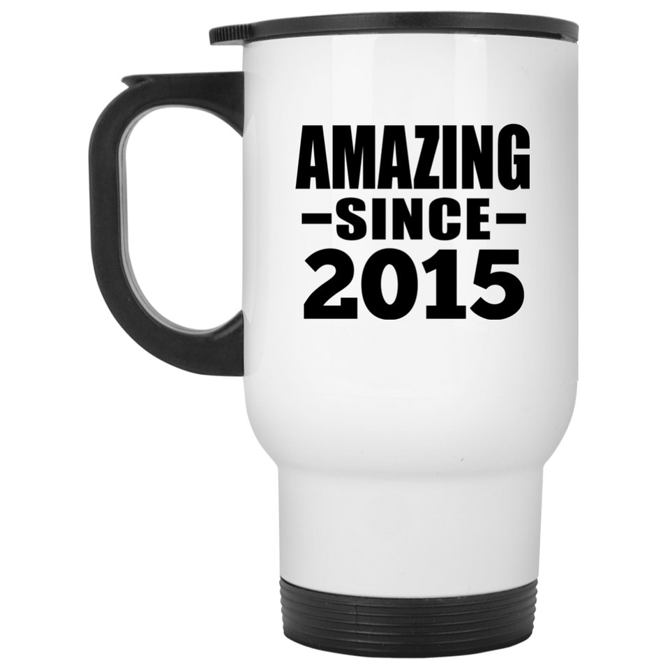 9th Birthday Amazing Since 2015 - White Travel Mug