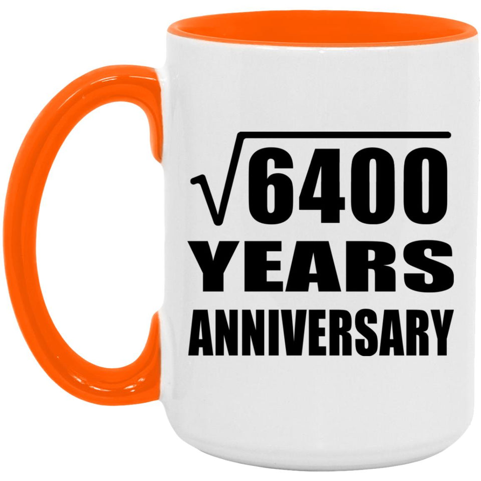 80th Anniversary Square Root of 6400 Years Anniversary - 15oz Accent Mug Orange