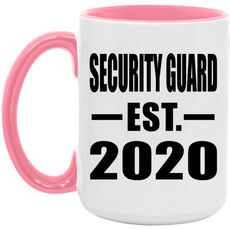 Security Guard Established EST. 2020 - 15oz Accent Mug Pink