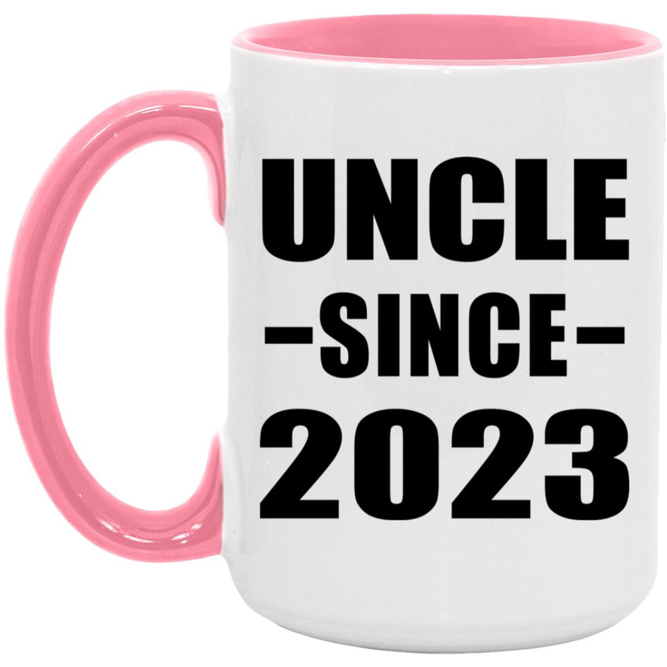 Uncle Since 2023 - 15oz Accent Mug Pink