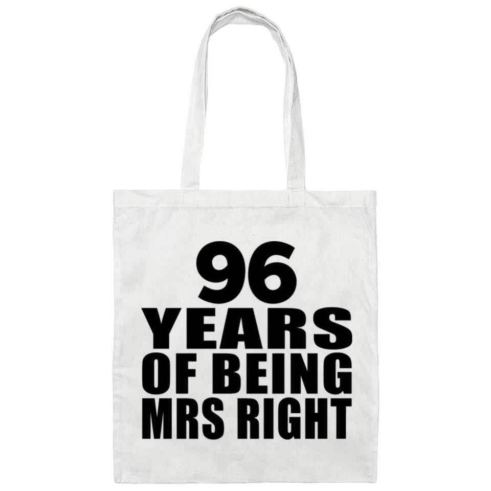 96th Anniversary 96 Years Of Being Mrs Right - Tote Bag White