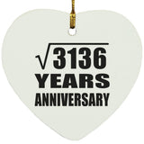 56th Anniversary Square Root of 3136 Years Anniversary - Heart Ornament