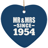 70th Anniversary Mr & Mrs Since 1954 - Heart Ornament