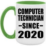 Computer Technician Since 2020 - 15oz Accent Mug Green