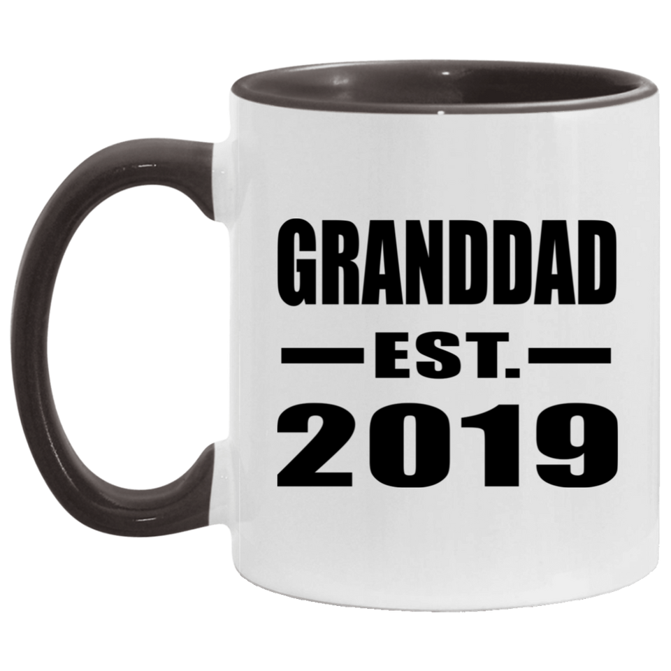 Granddad Established EST. 2019 - 11oz Accent Mug Black