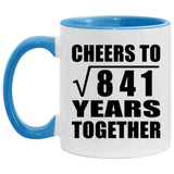 29th Anniversary Cheers To Square Root of 841 Years Together - 11oz Accent Mug Blue